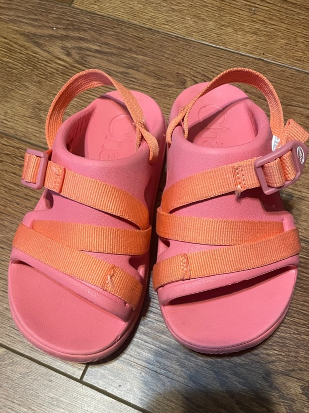 Chaco Kids Chillo Sport Pink with Orange Adjustable Strap Sandals Lightweight